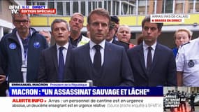 Attaque au couteau dans un lycée à Arras: "Le proviseur a décidé de rouvrir l'établissement demain", déclare Emmanuel Macron