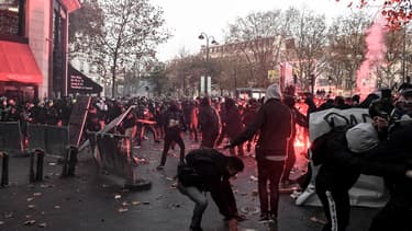 Affrontements entre des manifestants et les forces de l'ordre samedi à Paris.