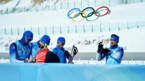 Les biathlètes français à l'entraînement sur la piste des JO de Pekin