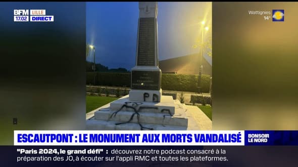 Des croix gammées et des insultes homophobes taguées sur le monument aux morts d'Escautpont