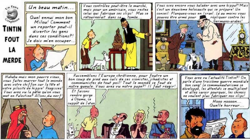 Un Tintin très politiquement incorrect dans cette planche de "Un faux graphiste".