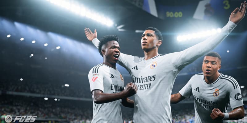 Vinicius Jr, Jude Bellingham et Kylian Mbappé avec le Real Madrid dans EA Sports FC 25