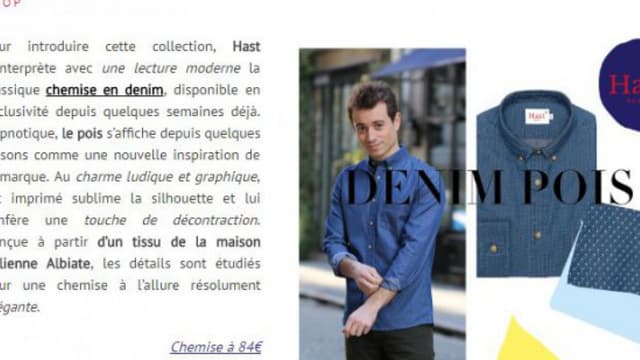 Le journaliste Hugo Clément, posant pour la marque de chemise Hast.