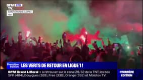 Football: les supporters stéphanois fêtent le retour des Verts en Ligue 1