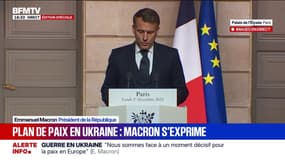 Plan de paix pour l’Ukraine: pour Emmanuel Macron, “ce déplacement est l'occasion pour la France de réaffirmer son soutien à l’Ukraine face aux tentatives d’effacer son identité”