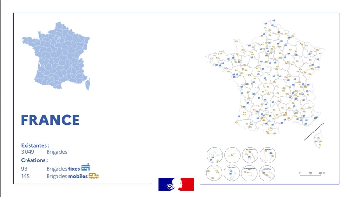 La carte des 238 nouvelles brigades de gendarmerie dévoilées par
