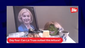 La vidéo du Daily Star mettant en scène la confrontation de Liz Truss et d'une laitue, au 4e jour. 