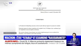 Covid-19: l'état de santé d'Emmanuel Macron est "stable" et ses examens "se sont révélés rassurants"