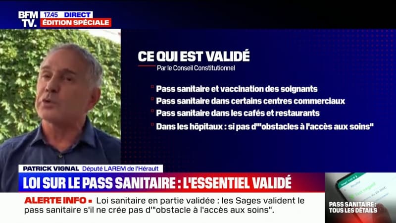 Pour Patrick Vignal, la décision du Conseil constitutionnel sur la loi sanitaire est "juste et sage"