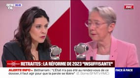 Retraites: "J'ai voulu faire une réforme qui permettait de combler le déficit tel qu'il était estimé à l'époque", affirme Élisabeth Borne