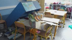 Du mobilier détérioré à l'école élémentaire Daniel-Jeanney, à Grand-Charmont (Doubs).