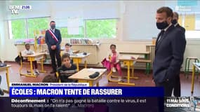 En visite dans une école des Yvelines, Emmanuel Macron tente de rassurer