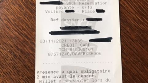 Billet grandes lignes SNCF au format facturette