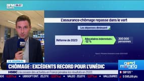 Assurance chômage: des excédents records de 17 milliards d'euros prévus entre 2023 et 2025 pour l'Unédic