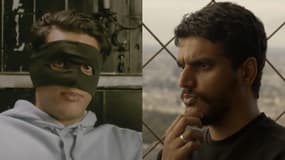 Le YouTubeur Maskey avec et sans masque.