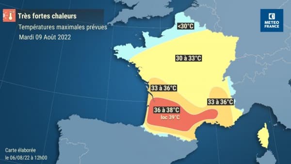 Les températures de ce mardi 9 août Les températures de ce mardi 9 août