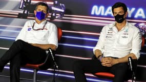 Günther Steiner et Toto Wolff, à Budapest le 30 juillet 2021