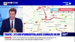 Île-de-France: un accident de poids lourd sur l'A4 au niveau de la sortie Joinville provoque des embouteillages