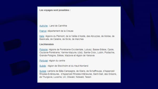 La liste des destinations autorisées par le ministère belge des Affaires étrangères. La liste des destinations autorisées par le ministère belge des Affaires étrangères.