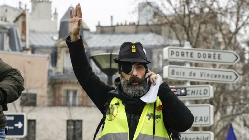 Jérôme Rodrigues lors de la manifestation du 2 février