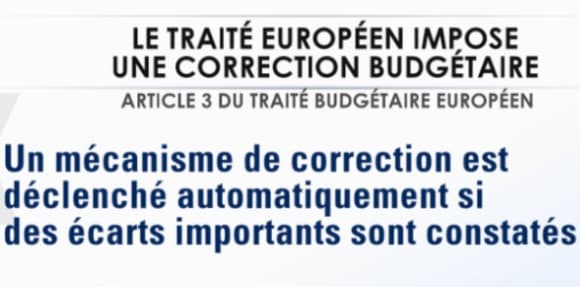 1/ Le texte européen est très clair. La partie e) de l'article 3 exige une "correction automatique" en cas de dérapage des finances publiques. 1/ Le texte européen est très clair. La partie e) de l'article 3 exige une "correction automatique" en cas de dérapage des finances publiques.