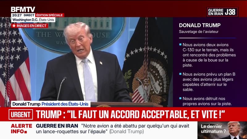 Iran: "Il faut un accord qui soit acceptable, que je trouve acceptable", déclare Donald Trump