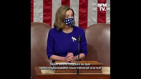 Nancy Pelosi dénonce "une attaque honteuse portée à la démocratie" après l'intrusion des pro-Trump dans le Capitole