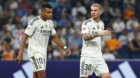 Kylian Mbappé et Franco Mastantuono lors du match Real-Osasuna en Liga, le 19 août 2025
