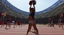 Les pom-pom girls en répétition au Stade national de Pékin