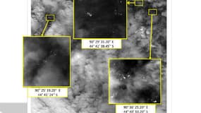 Images satellite dévoilées mercredi par la Malaisie, sur lesquelles ont été repérés 122 objets flottants.