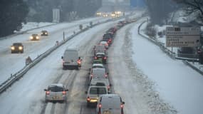 L'Autoroute A9 sous la neige le 28 février 2018 près de Montpellier