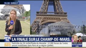 Ça s'active sur le Champs de Mars pour préparer le 14 Juillet et la finale de la Coupe du monde