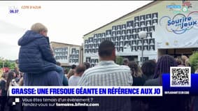 Grasse: une fresque géante de photos d'enfants, enseignants et athlètes sur l'école Saint-Antoine