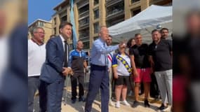 Ban Ki-moon et Benoît Payan au boulodrome de l'Été marseillais.