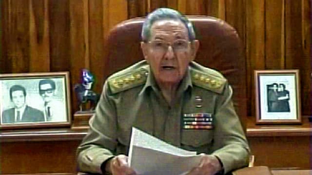 Raul Castro lors de son discours à la télévision cubaine le 17 décembre 2014.