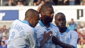 L'attaquant de l'OM Pascal Nouma face au FC Metz le 13 octobre 2001 