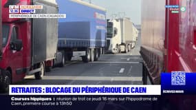 Réforme des retraites: les camions bloqués sur le périphérique de Caen par des manifestants