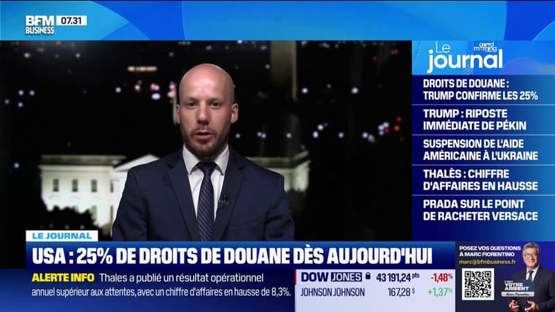 USA : 25% des droits de douane dès aujourd'hui