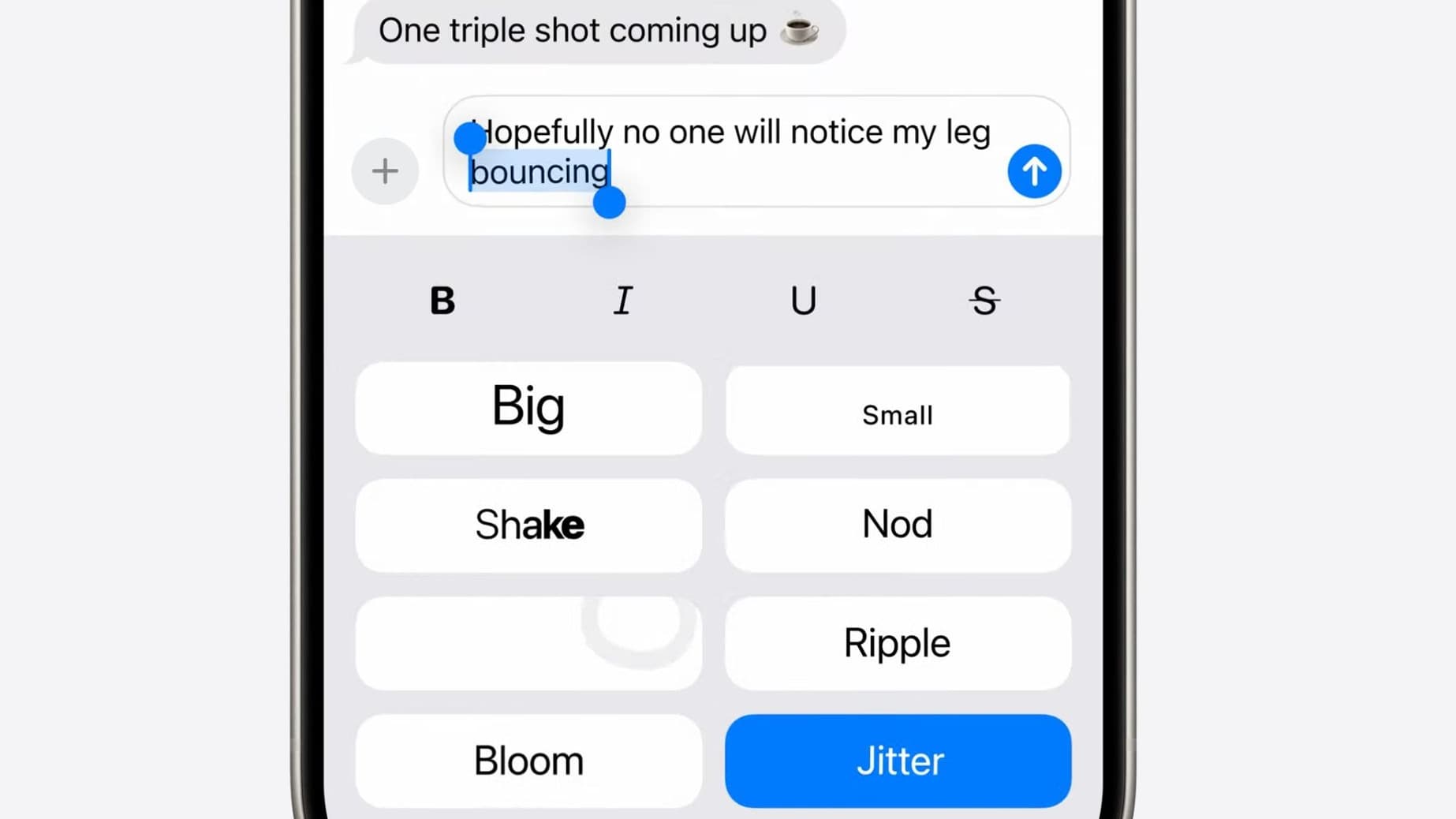 iLes messages pourront être animés avec des effetsde texte.