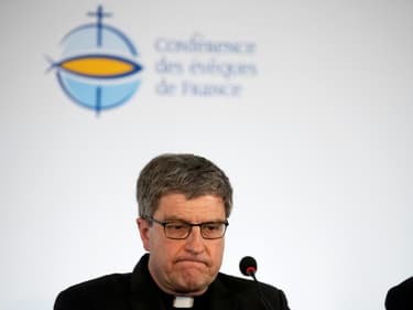 Mgr Eric de Moulins-Beaufort, président de la Conférence des évêques de France (CEF), le 7 avril 2022 à Lourdes