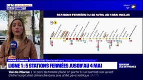Paris: cinq stations fermées jusqu'au 4 mai sur la ligne 1