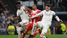 Federico Valverde et Aurélien Tchouaméni lors du match Real Madrid-Bayern en Ligue des champions - 07/04/2026