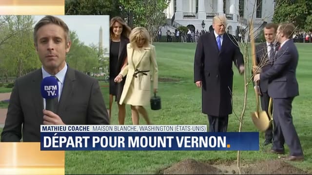 Les couples présidentiels français et américain, ce lundi 23 avril à la Maison Blanche