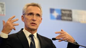 Jens Stoltenberg, patron de l'Otan, le 29 novembre 2022 à Bucarest. 
