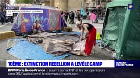 Paris: les militants d'Extinction Rébellion quittent la Porte Saint-Denis