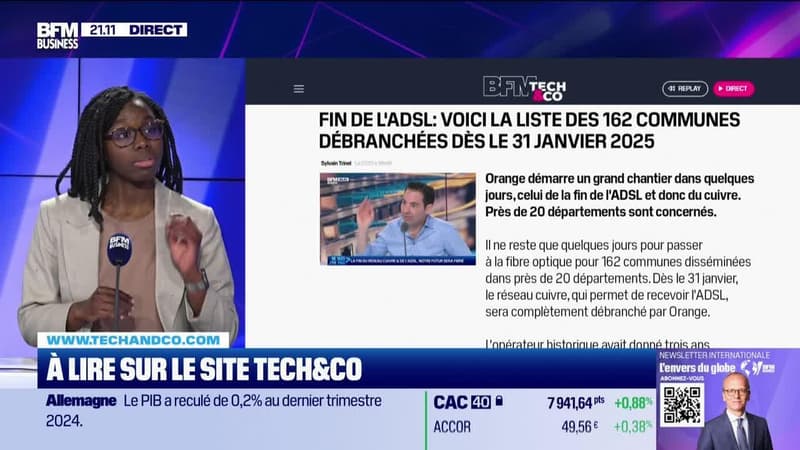 À lire sur le site Tech&Co : Fin de l'ADSL, 162 communes seront débranchées dès le 31 janvier 2025, par Kesso Diallo - 30/01