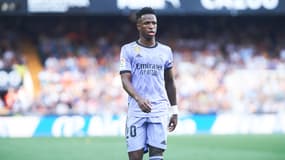Vinicius avec le Real Madrid face à Valence, le 21 mai 2023.