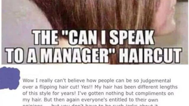 La coupe "est-ce que je peux parler au manager" de Karen La coupe "est-ce que je peux parler au manager" de Karen