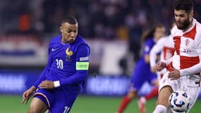 Ligue des nations - Croatie-France, quart de finale aller - Kylian Mbappé et Duje Caleta-Car, le 20 mars 2025 à Split