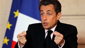 Lors des voeux aux autorités religieuses à l'Elysée, Nicolas Sarkozy a mis en garde vendredi contre "un plan particulièrement pervers d'épuration religieuse" au Moyen-Orient après les attaques contre les chrétiens survenues dans cette région. /Photo prise